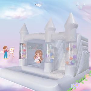 Wholesale Wedding White Bounce House Commercial Pvc Inflatable bouncy castle With Slide from china suppliers