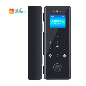 Wholesale Glomarket Tuya Smart 3d Face Recognition Wifi Glass Door Lock Fingerprint Card Password Electronic Glass Door Lock For Office from china suppliers