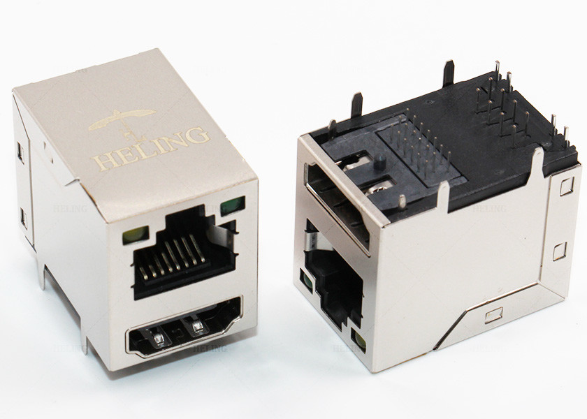 RoHS Compliant Right Angle RJ45 Female Connector Tab Up