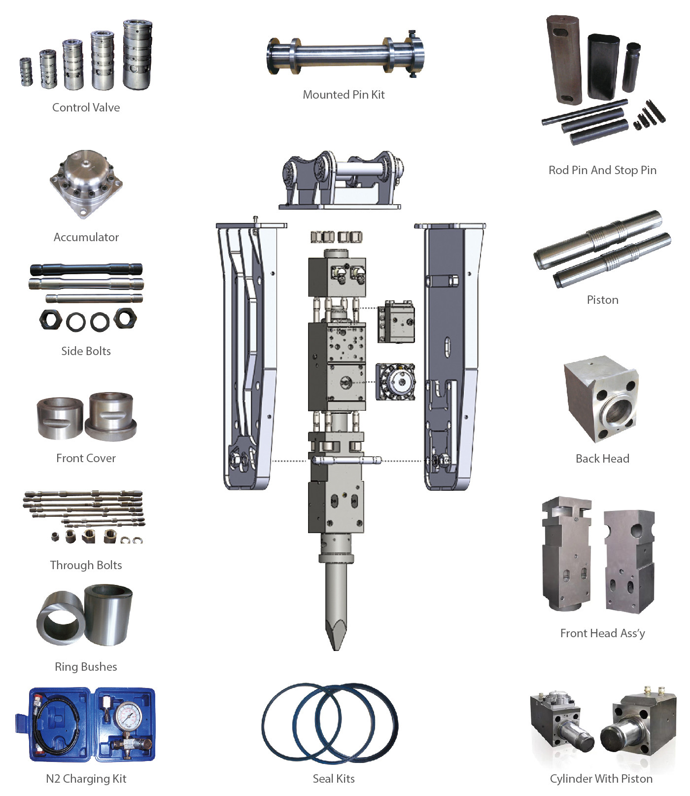SB81 Excavator Hydraulic Breaker Rock Jack Hammer For 1 - 30tons 45mm