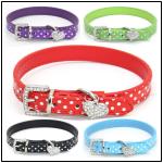 Fashion Dog Collars And Leashes Leather PU Material Customized Color 22g - 48g