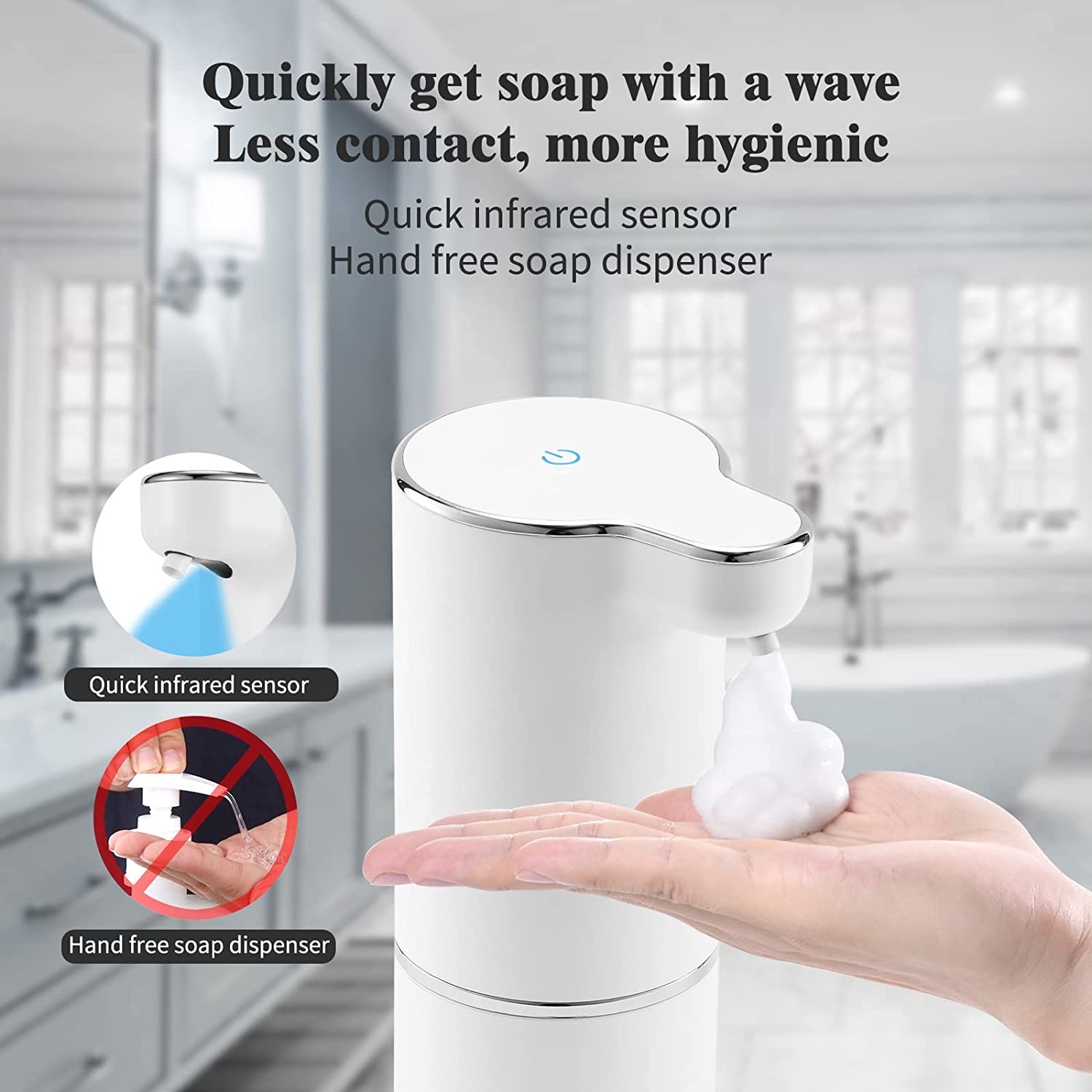 Electric Countertop Touchless Hand Sanitizer Dispenser 300ML 6CM Sensor Distance