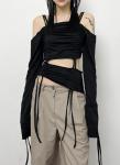 Apparel Custom Factory Women'S Off - The - Shoulder Pleated Long - Sleeved