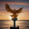Buy cheap Golden Large Brass Falcon Sculpture Hand Forging Brass Eagle Statue from wholesalers
