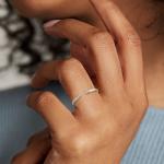 9k Yellow Gold Ultra Mini Diamond Pavé Open Stackable Fashion Ring in 14k Yellow