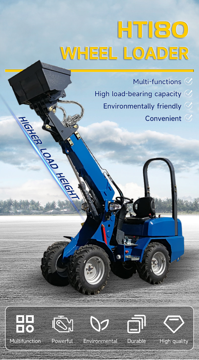 HT180 Small Wheel Loader operation weight of 2000kg, track base of 872mm