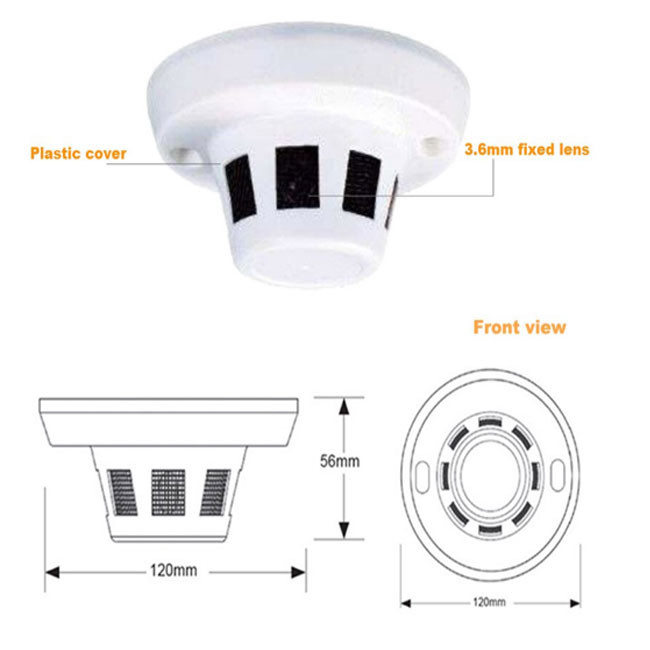3.0 Megapixel Mini Smoke Detector Hidden Camera Audio Optional POE 3.6mm Lens