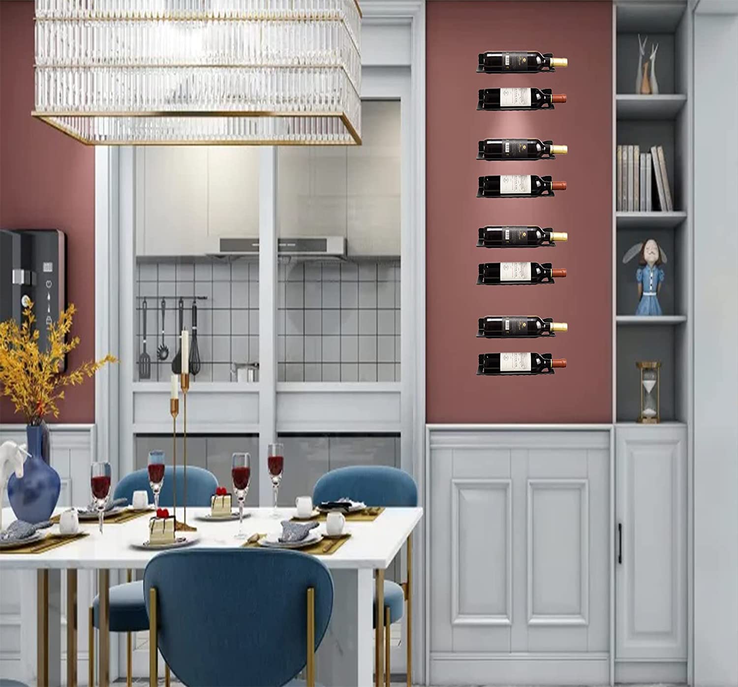 Rustic Wall Display Rack for Standard Wine Bottles Kitchen Wine Storage Rack