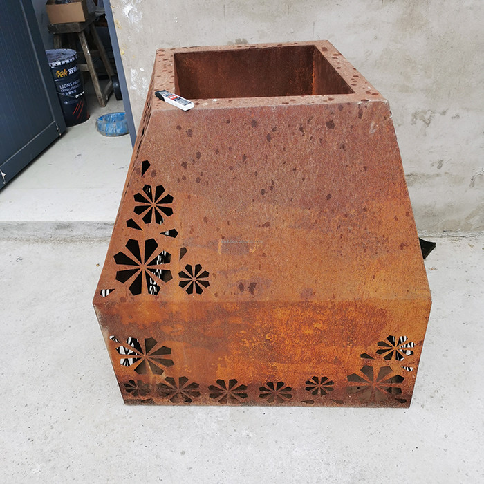 Irregular Shape Weathering Steel Flower Pot | Durable Outdoor Planters