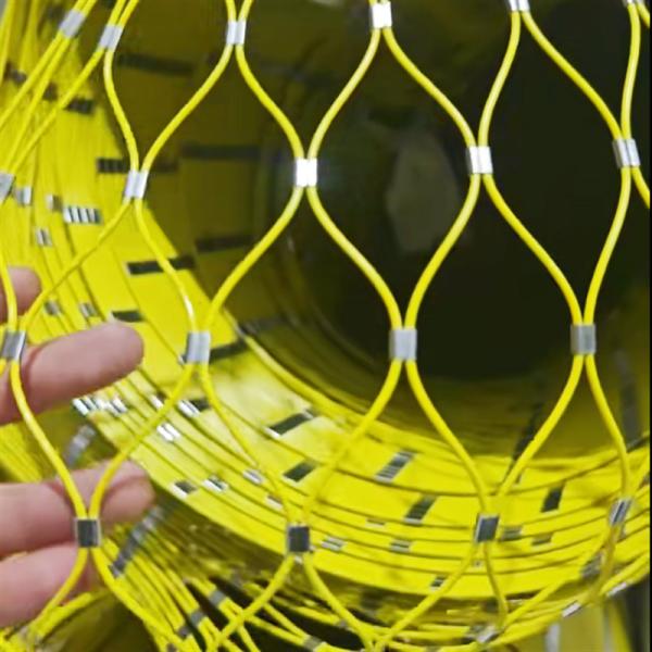 PVC Coated Ferrule Type Stainless Steel Cable Mesh 7x7