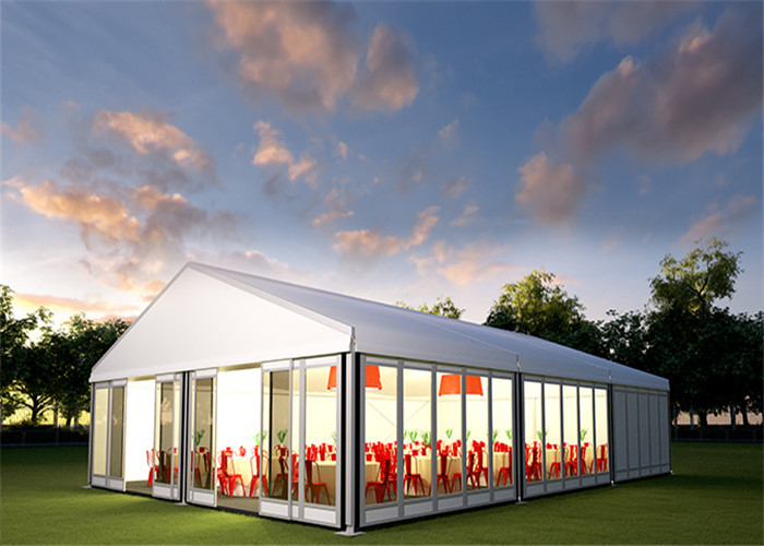 Large Capacity Marque Shelters Glass Wall Tents Aluminium Metal Frame Canopy