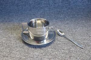 Wholesale OEM hot sale in arabic cup 3pcs bulk turkish coffee cup set stainless steel tea cup gift set with long saucer dish from china suppliers