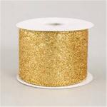 Durable Gold Glitter Ribbon , Grosgrain Fabric Gift Packaging Ribbon