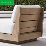 Hotel Restaurant Banquet Teak Rattan Sofa with Outdoor Foam and Water-Resistant