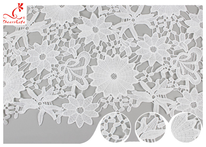 Ukraine Allover Water Soluble Lace Fabric With Hollow Flower Lace Via SGS