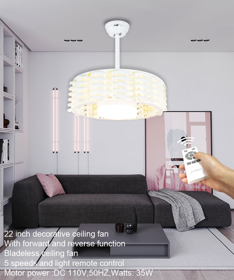 1stshine Low Noise Bladeless Ceiling Fan without Blade and Remote Control for Bedroom
