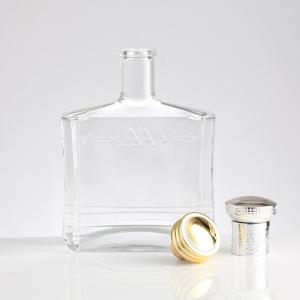 Wholesale Healthy Lead-free Glass 750ml 1000ml Transparent Vodka Glass Liquor Bottle with Cork from china suppliers