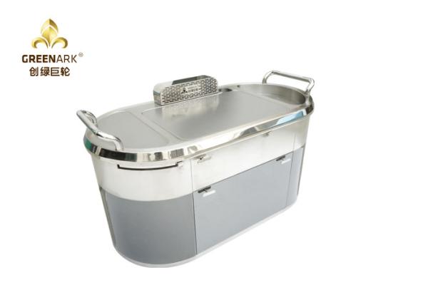 Oval Down Exhaustion Mobile Teppanyaki Grill LPG Natural Gas Hibachi Table With