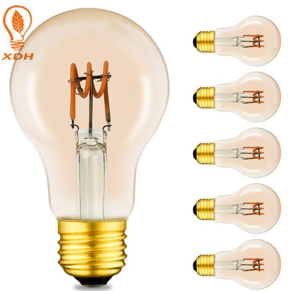 A19 A60 Decorative Outdoor LED Light Bulbs E27 Spiral Filament Bulb Dimmable 4w