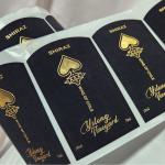 Custom Sticker Velvet Printing Textured Raised Spot UV Copper Gold Foil 3D