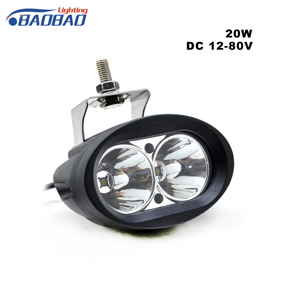 Universal White Plastic Aluminum 20W LED Work Light For Motorcycle Car