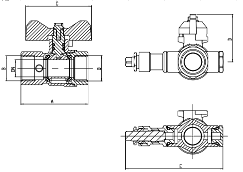 Female X Female CE 1/2" Brass Ball Valves With Drain Cock