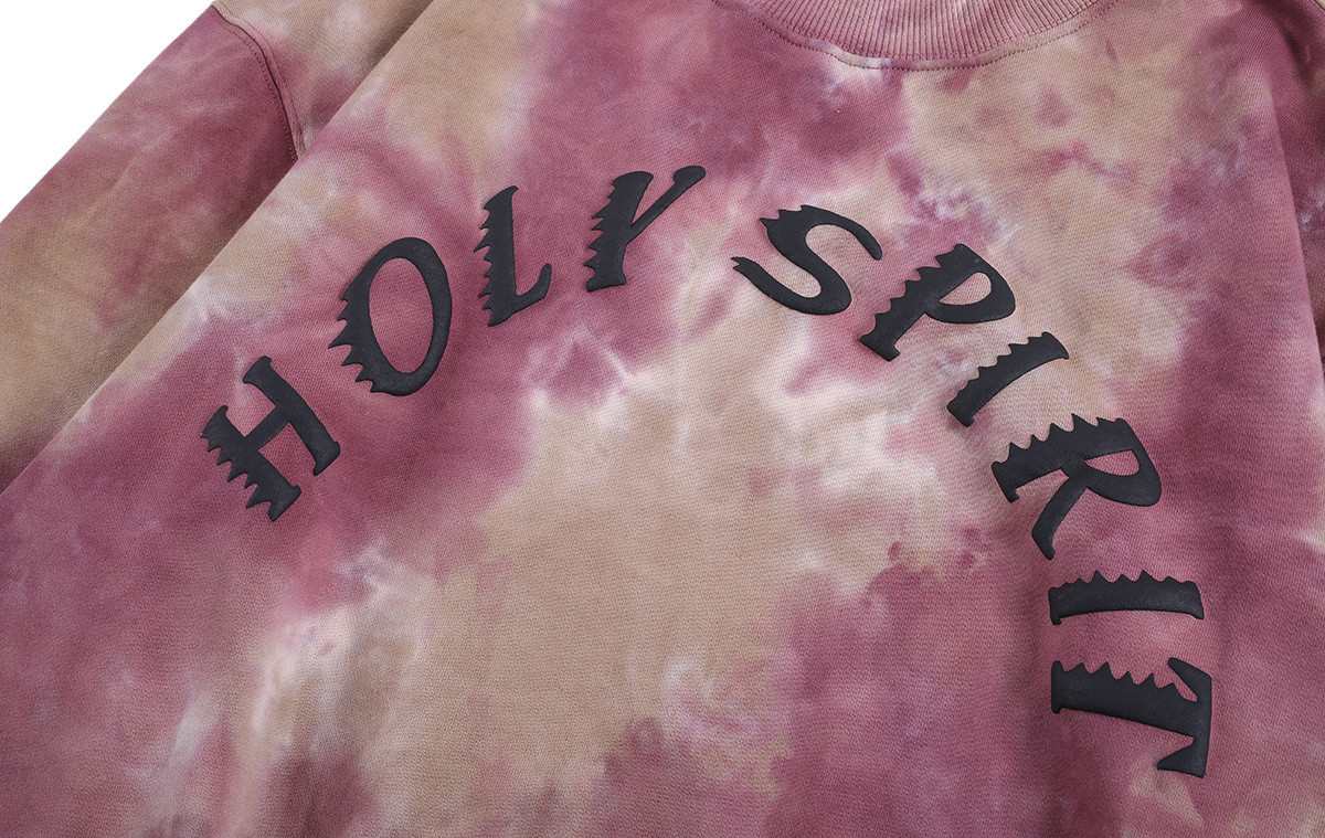 Crew Neck Tie Dye Terry Oversized Hooded Sweatshirt