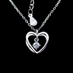 Wholesale 3D Heart Shape Cross Necklace Chain And Hanging Zircon Shining Stone Sterling Silver from china suppliers