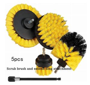 Wholesale PP 5 Piece Drill Scrubber Brush Drifferent Size YELLOW from china suppliers