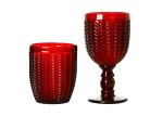 Solid Red Embossed 270ml Colored Crystal Wine Glasses Goblet Style