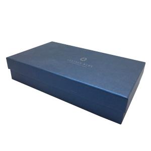 Wholesale Luxury texture paper navy blue color silver foil stamping logo shirt packaging boxes from china suppliers