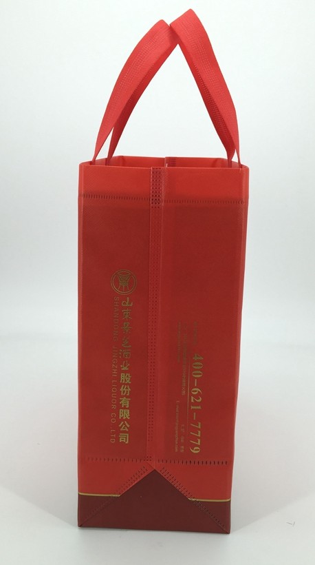Customized Red Eco Non Woven Bags With Tote Handles Foldable Bag 100gsm