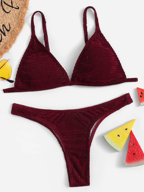 Tiered Layer Tie a Knot Front Top With Low waist Bikini swimsuit high cut
