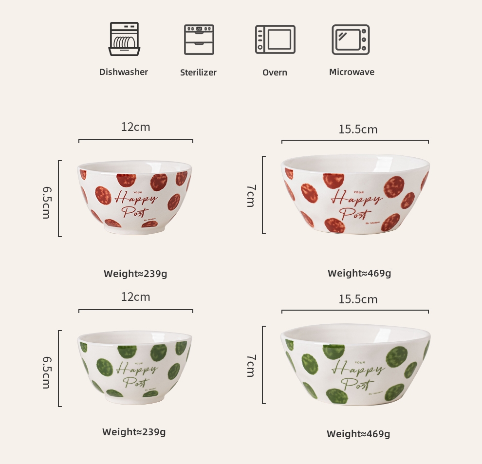 Vintage Design Round Decal Porcelain Cereal Bowls For Party Bulk Salad Ceramic Soup Bowl