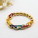 Lover'S Stainless Steel Men Bracelet Elastic Rope Yellow Gold Inner Diameter 7