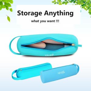 Wholesale Circular Pen Bucket Silicone Cosmetic Storage Bag Portable Waterproof Silicone Storage Bag Jewelry Silicone Bag from china suppliers