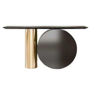 Wholesale Stainless Steel Console Table Wall Table With Brushed Gold Natural Marble Top Metal Base Living Room Use from china suppliers