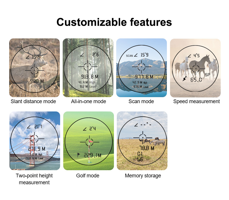 Digital laser rangefinder with side screen, golf rangefinder, hunting telescope rangefinder.