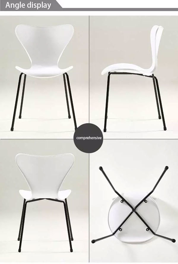 Rustic Pp Metal Leg Dining Chairs Colorful Nordic Black Stackable