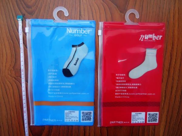 Quality Waterproof Transparent PVC Pothook Plastic Pouches Packaging For Socks Clothes for sale