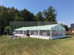 White Roof Outdoor Wedding Tent Transparent Side Wall With Elegant Curtains