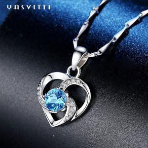 Wholesale Fashionable Austrian Crystal 925 Sterling Silver Necklace Pendant 18inch Necklace YN1247 from china suppliers