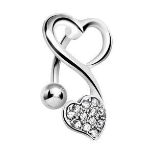 Wholesale 14ga Love Heart Hanging bottom belly button piercing Shiny Clear Zircons Reverse from china suppliers
