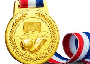 Wholesale Soft / Hard Enamel Custom Sports Medals , Zinc Alloy Football Medals And Ribbons from china suppliers
