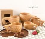 Camping 200ml 6.83 oz Wooden Drinking Cup Traditional Lightweight Coffee Mug