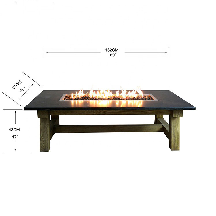 Black Indoor Decor Dining Square Fire Pit Table Rectangular Workshop Coffee