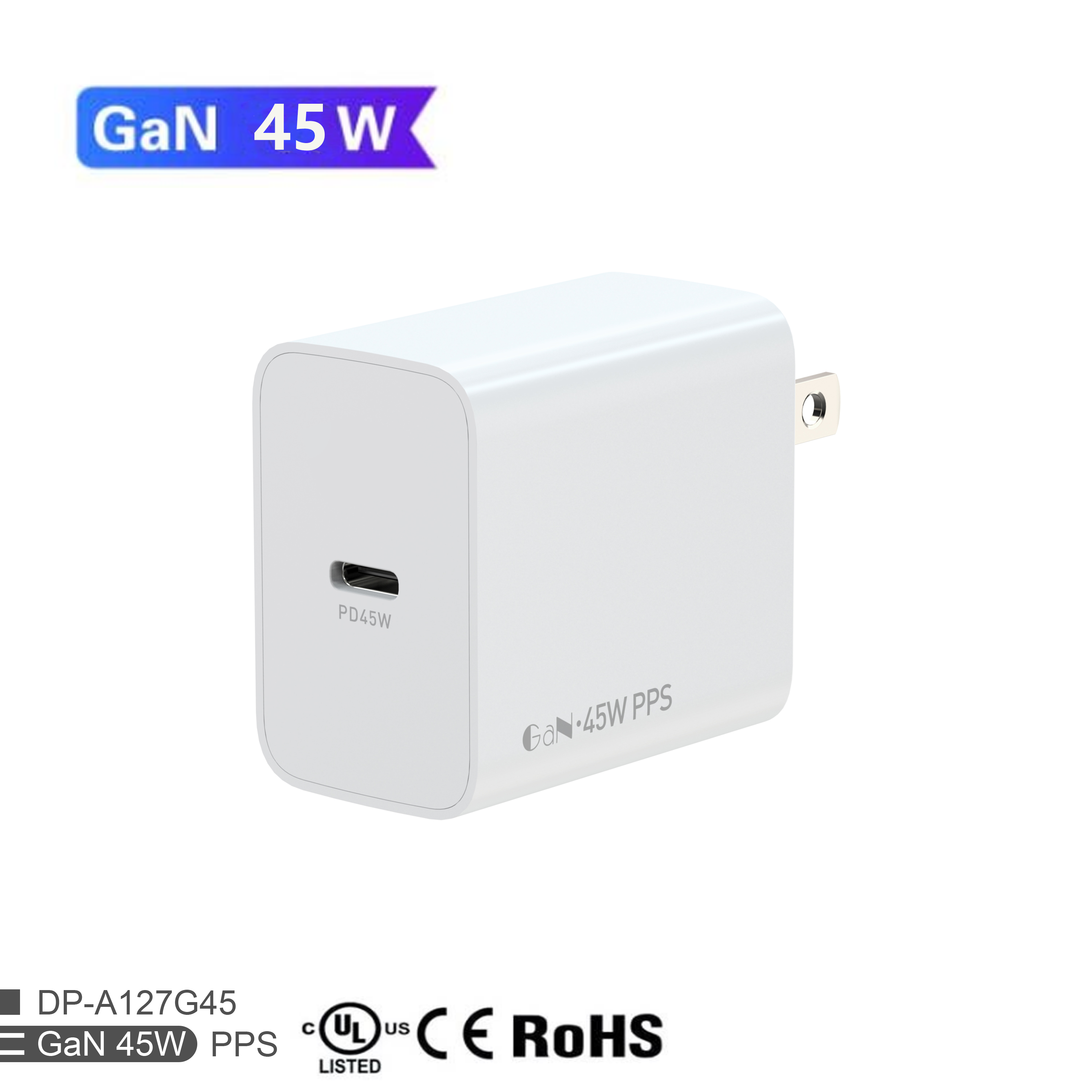 Private Mold 45W GaN USB-C Wall Charger For MacBook Pro/Air IPad Pro Galaxy S23