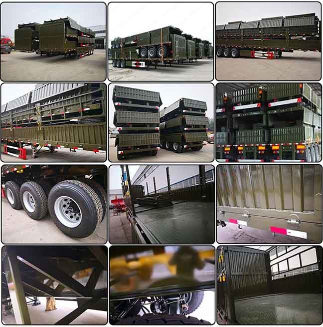 Army Green CE Stake Semi Trailer 60T Livestock Transport For Bulk Cargo