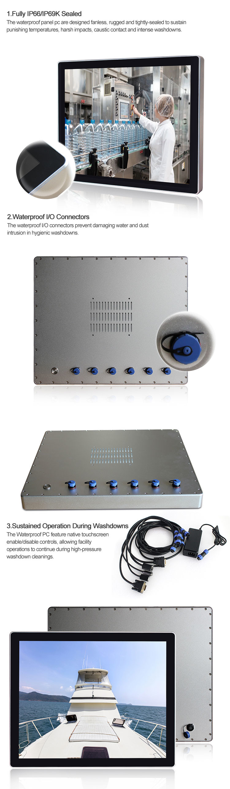 Customized 8" 10" 12.1" 15" 17" 19" 21.5" Full IP69k Waterproof All In One Panel PC