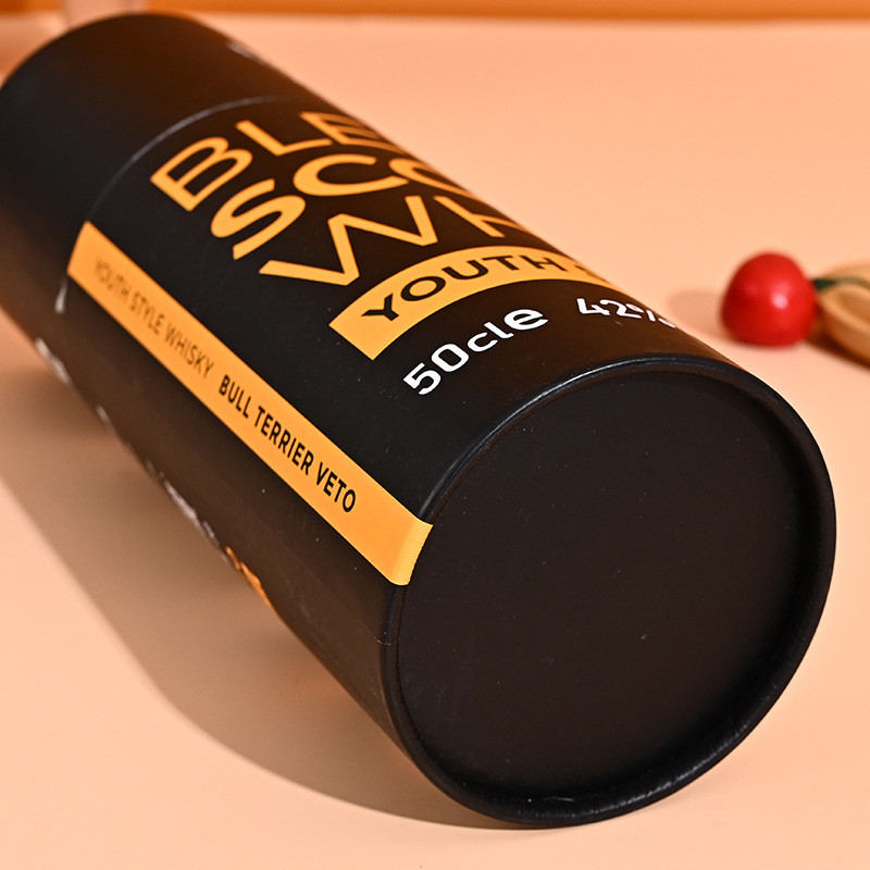 Black Round Kraft Paper Tube Packaging Food Grade Recycled Cylinder Packaging Box